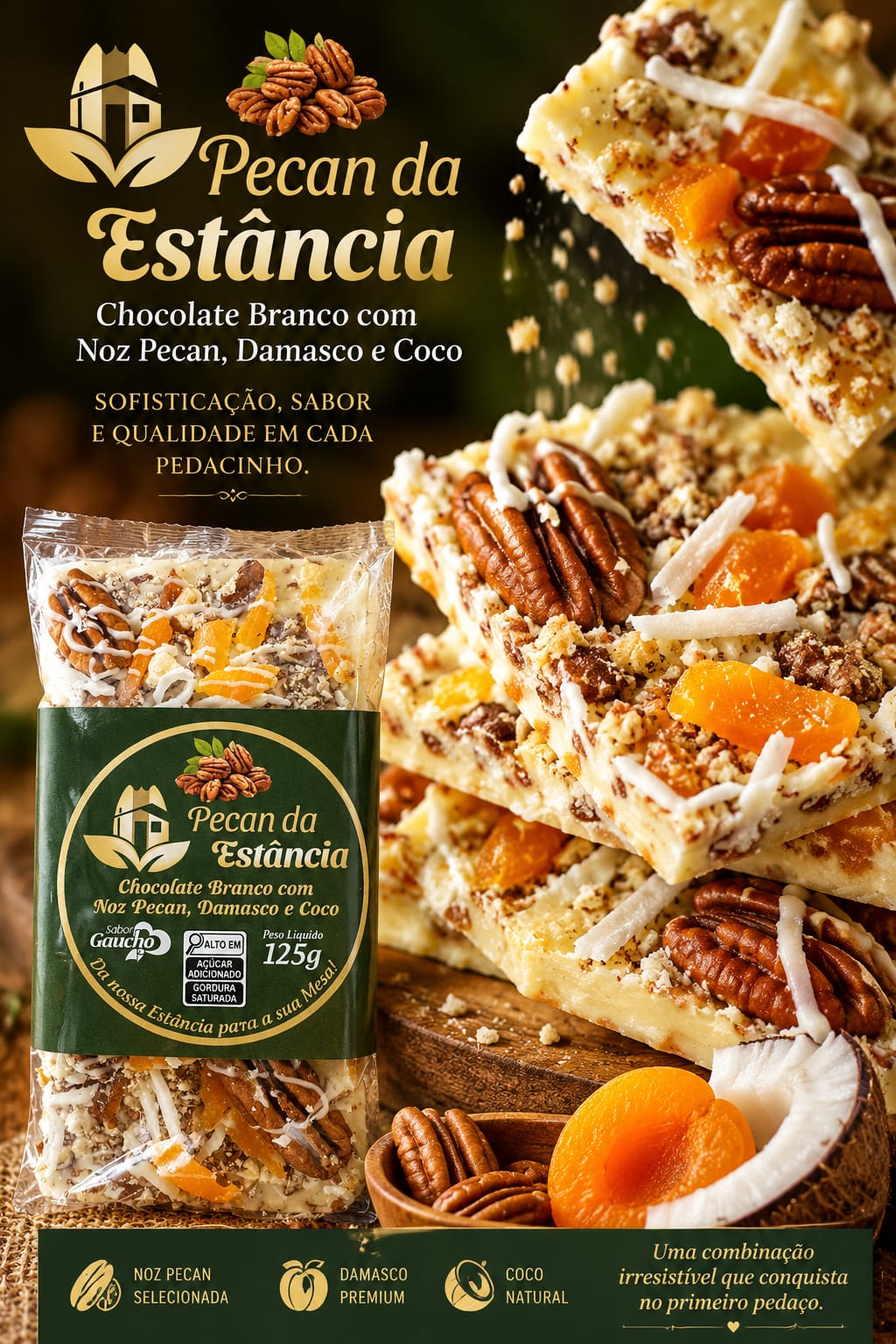 Chocolate Branco com Damasco e Coco